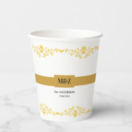 Koppel Monogram trouwdatum decoratieve boarder Papieren Bekers
