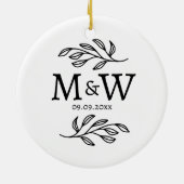 Koppel Monogram Trouwdatum Elegant Botanisch Keramisch Ornament (Achterkant)