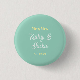 koppel naam pastelgroen est. 20XX huwelijk Ronde Button 3,2 Cm