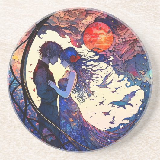 Koppel nepgeglazuurde zandstenen onderzetter (Voorkant)