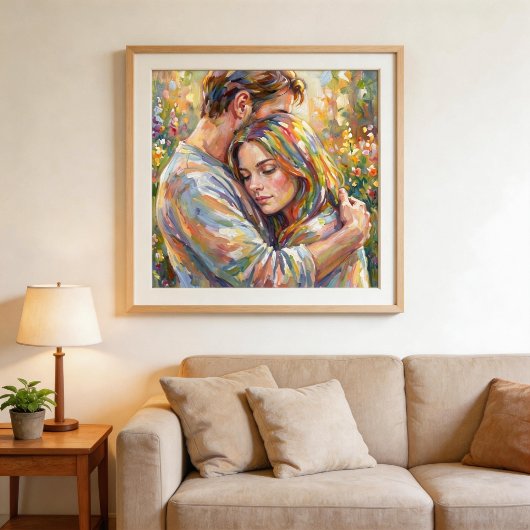 Koppel Omhelzing Impressionistische Stijl Poster