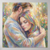 Koppel Omhelzing Impressionistische Stijl Poster (Voorkant)
