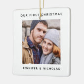 Koppel onze eerste kerstfoto keramisch ornament (Links)