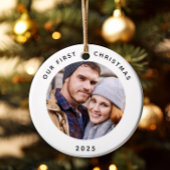Koppel onze eerste kerstfoto keramisch ornament