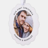 Koppel onze eerste kerstfoto ornament kaart (Links)