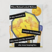 Koppel op het strand met hotdog Grappig gepersonal Briefkaart (Voorkant)