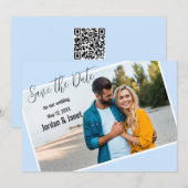 Koppel op het strand platte save the date kaart (Voorkant / Achterkant)