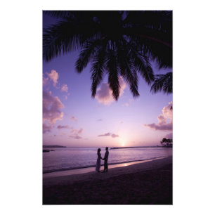 Koppel op het strand, Windjammer Landing, St. Luci Foto Afdruk