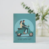Koppel op motorfiets briefkaart (Staand voorkant)