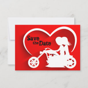 Koppel op motorfiets Save the Date Huwelijk Kaart