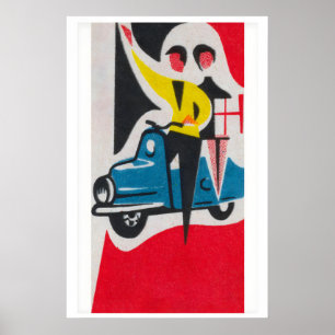 Koppel op Vespa Matchbox Print - Vintage Oosters