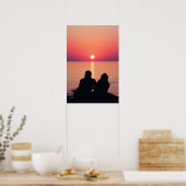 Koppel op zee bij zonsondergang poster (Keuken)
