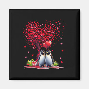 Koppel Pinguïns Cotume Valentijnsdag Boom Schattig Magneet