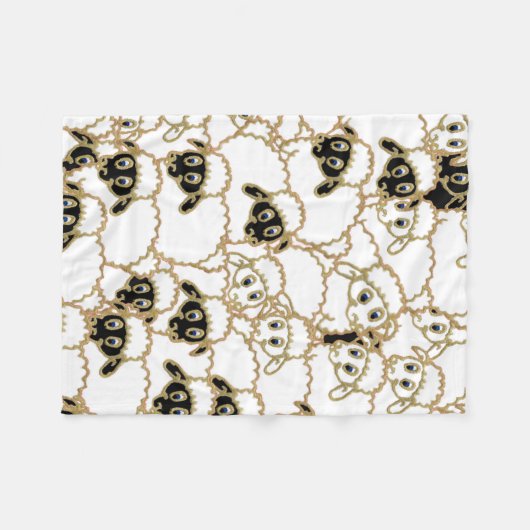 koppel schapen, zwart-wit fleece deken (Voorkant (Horizontaal))