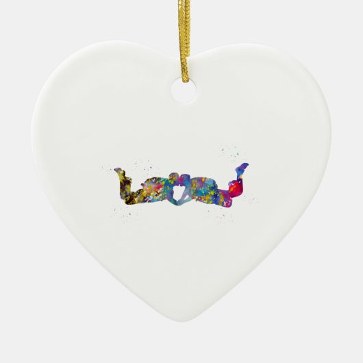 Koppel Skydiver Keramisch Ornament (Voorkant)