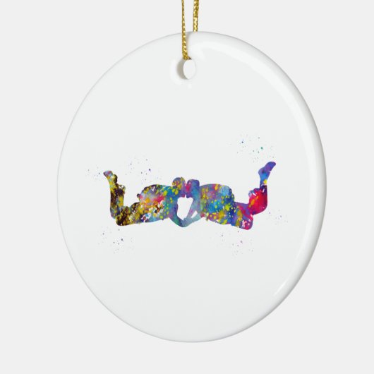 Koppel Skydiver Keramisch Ornament (Links)