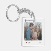 Koppel sociale media Post Style Foto en naam Sleutelhanger (Voorkant Links)