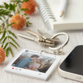 Koppel sociale media Post Style Foto en naam Sleutelhanger (Voorkant Rechts)