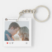 Koppel sociale media Post Style Foto en naam Sleutelhanger (Achterkant)