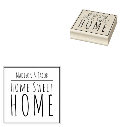 Koppel Thuis Zoete Thuis Houten Stempel Kunst (Gestempeld)