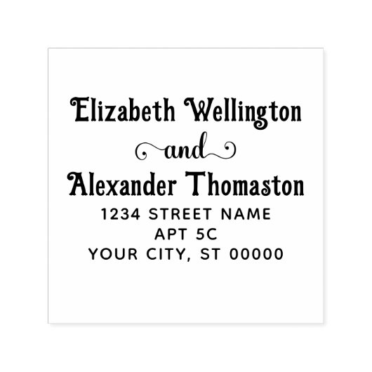 Koppel twee naam fancy "en" #2 retouradres  zelfinktende stempel (Design)