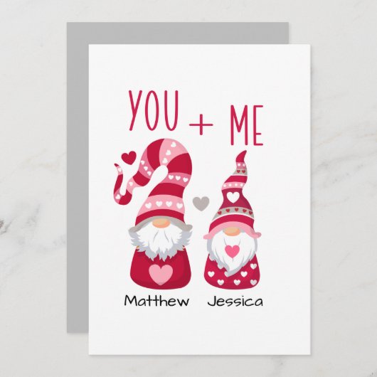 Koppel Valentine Gnome Feestdagenkaart (Voorkant / Achterkant)