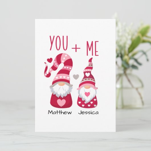 Koppel Valentine Gnome Feestdagenkaart (Staand voorkant)