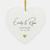 Koppel Verloving Aankondiging Gold Heart Keepsake Keramisch Ornament (Voorkant)