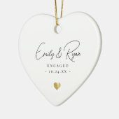 Koppel Verloving Aankondiging Gold Heart Keepsake Keramisch Ornament (Links)