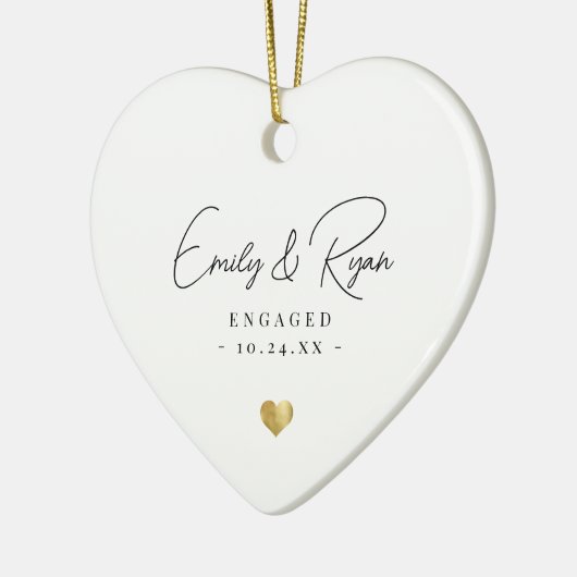 Koppel Verloving Aankondiging Gold Heart Keepsake Keramisch Ornament (Links)