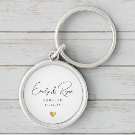 Koppel Verloving Aankondiging Gold Heart Keepsake Sleutelhanger