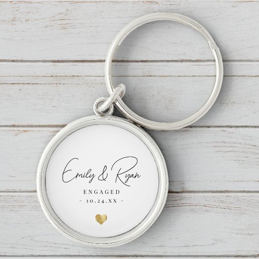 Koppel Verloving Aankondiging Gold Heart Keepsake Sleutelhanger