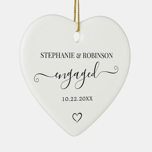 Koppel Verloving Aankondiging Hart Keepsake Keramisch Ornament (Rechts)