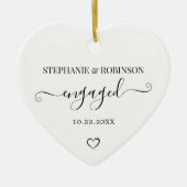 Koppel Verloving Aankondiging Hart Keepsake Keramisch Ornament (Voorkant)