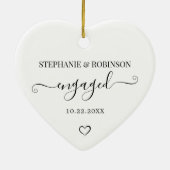 Koppel Verloving Aankondiging Hart Keepsake Keramisch Ornament (Achterkant)