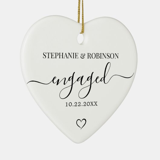 Koppel Verloving Aankondiging Hart Keepsake Keramisch Ornament (Rechts)