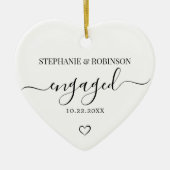 Koppel Verloving Aankondiging Hart Keepsake Keramisch Ornament (Voorkant)
