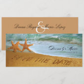 Koppel Zeester Strand Bruiloft Save the Date (Voorkant / Achterkant)