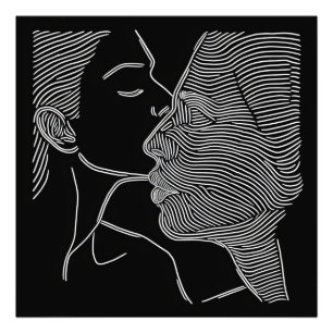 Koppel zwart-wit lijntekening foto afdruk