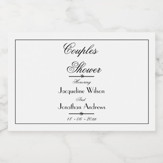 Koppeldouche Elegante Script Namen Cute Mini Sparkling Wijnetiket (Enkel label)