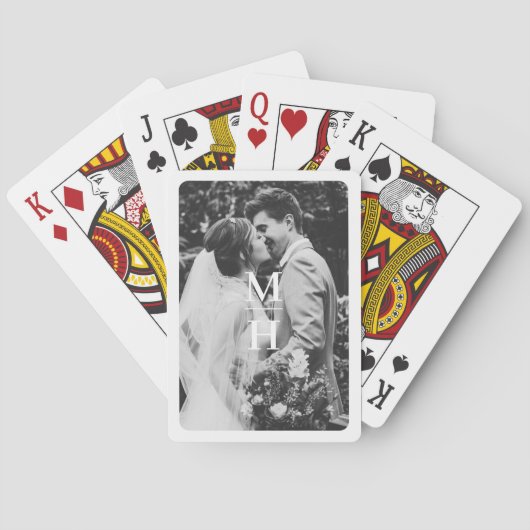 Koppelen Initialen Retro FotoMonogram Pokerkaarten (Achterkant)