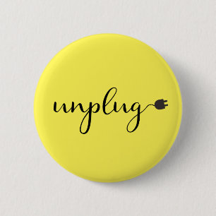 Koppelen met Script-tekst en elektrische stekker Ronde Button 5,7 Cm