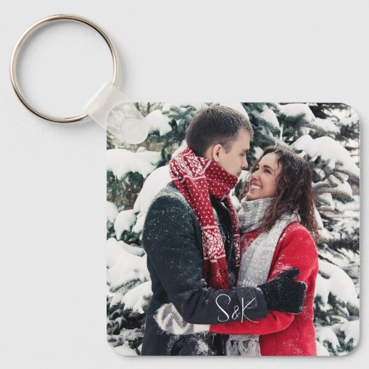 Koppelfoto en Initialen Monogram Sleutelhanger (Voorkant)