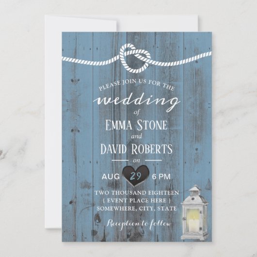  koppeling van de Knot Dusty Blue Barn Wedding Kaart (Voorkant)