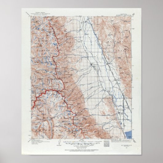  koppeling Whitney California Topografische kaart Poster (Voorkant)