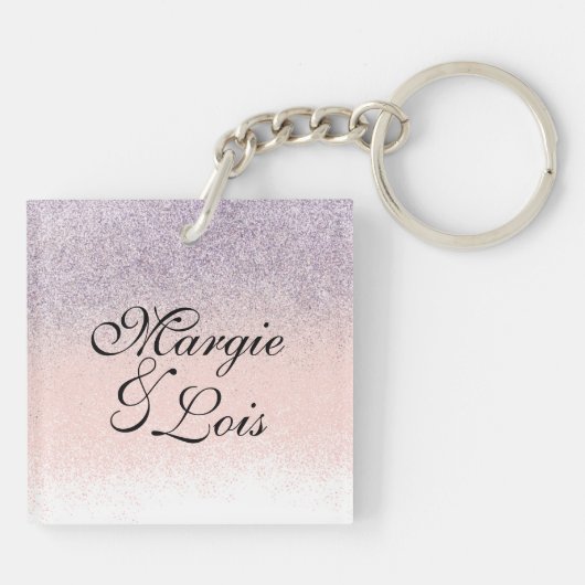 Koppelingen Business QR Code Monogramed Glitter Sleutelhanger (Achterkant)