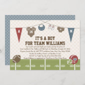 Koppelingen Football Baby Shower Invitations Kaart (Voorkant / Achterkant)