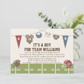 Koppelingen Football baby Shower Invitations Red Kaart (Staand voorkant)