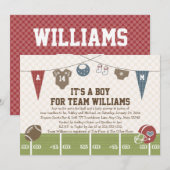 Koppelingen Football baby Shower Invitations Red Kaart (Voorkant / Achterkant)
