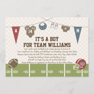 Koppelingen Football baby Shower Invitations Red Kaart